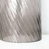Vistosi Armon Furi lamp, gray glass, cylindrical base with rippled texture and flared rim, studio product shot on white surface.