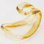 Vistosi Gioga Cram sculpture, amber glass, asymmetrical looped form with swirling patterns and textured surface, translucent and open design.