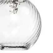 Vistosi Oto Crri vase, clear glass, spherical shape with textured swirling patterns and visible air bubbles, studio lighting.