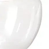 Vistosi Rifle Ctr vase, white glass, rounded bulbous shape with high-gloss finish reflecting bright, elongated light streaks.