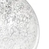 Vistosi Rina BCmu glass sphere, translucent with irregular bubble texture, rounded edge, neutral tone, handcrafted appearance.
