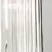 Clear glass rods stacked vertically, varying thicknesses, with black edge; cylindrical shapes reflect light, suggesting Vistosi Tread components.