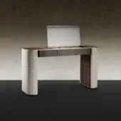 Exceptional Reflex San Marco vanity with wooden structure, light gray textile upholstery and shiny Ebony finish