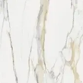 Calacatta Dorato marble texture with white base, beige, gold, and gray veining, polished finish, organic pattern.