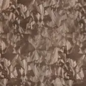 Stylized leaf pattern in muted brown, beige, and cream tones creates a dense, textured surface resembling wood veneer, Bizzotto Atmosphera collection.