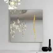 Distinguished Reflex Impact mirror with extra clear glass, textured gold decoration and sleek dark matte frame