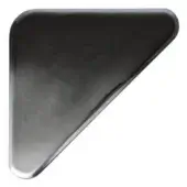 Triangular lampshade, dark gray fabric, chrome trim, streamlined silhouette, minimalist design, studio product shot, white background.