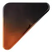 Resin triangle decor with black to amber gradient, rounded edges, and glossy reflective surface, contemporary design.