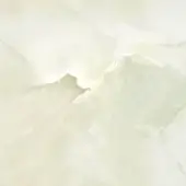 Onice nuvolato marble texture with creamy white, pale green, and gray swirling patterns, displaying a glossy, reflective surface and layered formations.