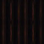 Dark ebony wood texture with vertical stripes, featuring swirling grain and a matte finish against a black background.