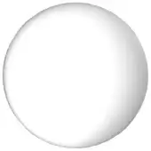 White glass sphere with diffused finish, smooth rounded shape, and subtle shading against a plain white backdrop.
