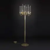 Exclusive Il Pezzo Mancante Il Pezzo 3 floor lamp crafted in hand-forged brass with polished golden finish and clear solid crystal candles