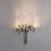 Distinguished Il Pezzo Mancante Il Pezzo 3 wall lamp crafted in hand-forged brass with clear solid crystal and polished silver finish
