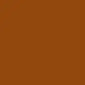 Brown lacquered rug with a solid, uniform surface and earthy terracotta tone, presented in a studio setting.