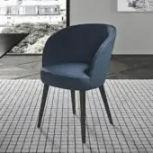 Superior Presotto Evia chair with deep blue fabric upholstery and satin-finish medium-dark wood legs