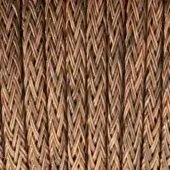 Cordino rope in tex bronzo color, tightly woven with a repeating cylindrical pattern and textured fiber strands.
