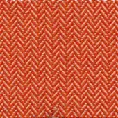 Coral red herringbone fabric texture with off-white chevron weave, labeled “varaschin pop soley e475 soleycorallo”, displaying a dense, structured pattern.