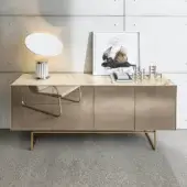 Superior Sovet Italia Magda sideboard with matte taupe finish and burnished metal base construction