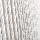 White rope textile with a dense, woven pattern of twisted strands, exhibiting a matte finish and uniform structure, likely polypropylene fiber.