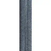 Denim textile band with dark and light grey speckled weave, centered zigzag seam, and “varaschin” product labeling printed on a white background.