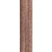 Emma Cross ruggine rug, metallic rose-gold, vertical textured weave with central zigzag seam and subtle sparkle on a white background.