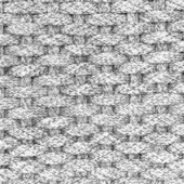 Woven gray textile with a dense grid pattern of horizontal and vertical strands, exhibiting a cord-like texture against a white background.