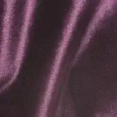 Purple velour fabric swatch, “vismara brilliant velour (b) ve19,” displays a dense, short pile with directional sheen and soft, flowing folds.