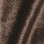 Brown velour fabric texture with a short pile and matte finish, displaying a diagonal fold and tonal variations, labeled “vismara brilliant velour ve07”.