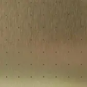 Gold perforated metal sheet with brushed texture, displaying vertical grain and evenly spaced circular perforations, darker gradient at the base.