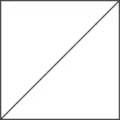 Diagonal black line bisects a white square frame with gray border, creating triangular white space; minimalist geometric composition.