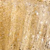 Barovier & Toso rug, Murano glass, gold tone, featuring irregular crystallized droplet pattern and shimmering reflective surface.