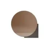 Round wall mirror, bronze glass with smoked glass detail, featuring a matte dark gray rectangular mounting bracket on a white background.