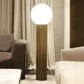 Exceptional Rugiano Liberty floor lamp with aluminum base and white glass lampshade in brushed gold finish
