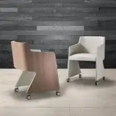 Exceptional 4 Mariani Ophy armchair fully covered in leather with sculpted form and black walnut wood exterior