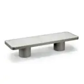 Elegant Reflex Tau Steel side table with marble glass top and sleek cylindrical steel bases in a matte dark grey finish