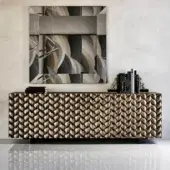 Elegant Cattelan Italia Lavander sideboard with textured wood facade and glossy gradient brown finish