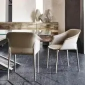 Distinguished Cattelan Italia Zuleika armchair with refined leather upholstery and satin-finished metal structure