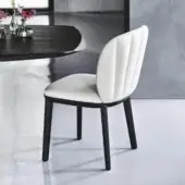 Refined Cattelan Italia Chrishell chair with light textile upholstery and burned oak stained natural ashwood base