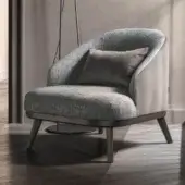Distinguished Ditre Italia St. Tropez lounge chair with textured gray-blue textile and satin-finish solid wood frame