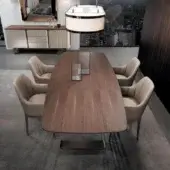 Exclusive DV Home Collection Elite table with Noce Canaletto wood and dark antique bronze satin steel base in a satin finish