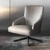 Elegant 4 Mariani Moore relax lounge chair with neutral beige quilted textile and dark metal star-shaped swivel base