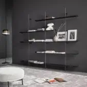 Superior Bonaldo Foil bookcase crafted in painted aluminum and metal with a matte black finish