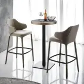 Distinguished Cattelan Italia Wanda stool with steel structure and matte beige synthetic leather, complemented by textured metal framing