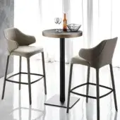 Elegant Cattelan Italia Ribot bar table with Marmi Ardesia ceramic top and dark gray-black embossed lacquered steel base in matte finish