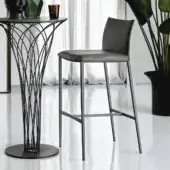 Distinguished Cattelan Italia Norma stool with embossed lacquered steel and comfortably curved fabric upholstery in a matte finish