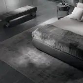 Elegant DV Home Collection Vogue rug handwoven in Italy with muted gray viscose and subtle tonal gradients