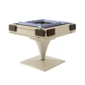 Exclusive Vismara Posh Mahjong table with gold accents and velvet cloth playing surface in glossy cream finish
