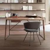 Superior Bonaldo Scriba desk with Canaletto walnut finish and sleek metal details offers a contemporary workspace