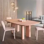 Exceptional Bonaldo Geometric table crafted in Italy with a hand spatulated clay finish in dusty rose or terracotta hues