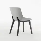 Superior Bonaldo Artika chair upholstered in light grey woven fabric with coal painted ash wood legs